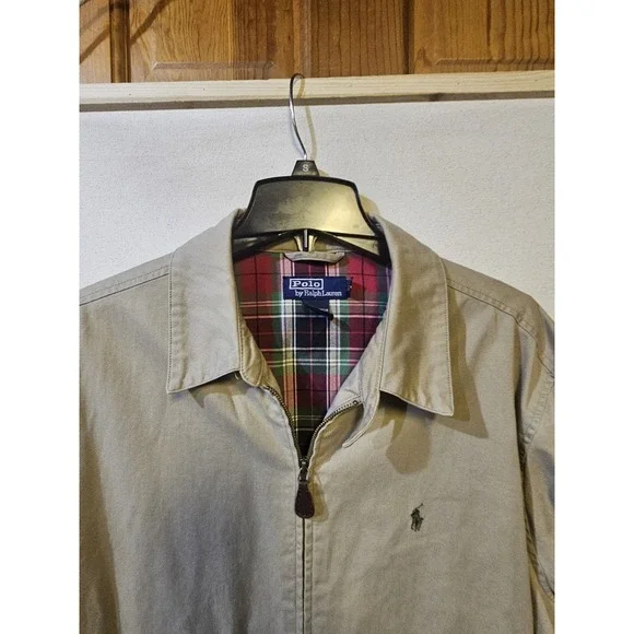Polo Ralph Lauren Men's Harrington Bomber Jacket Khaki Beige Brown, Size Large